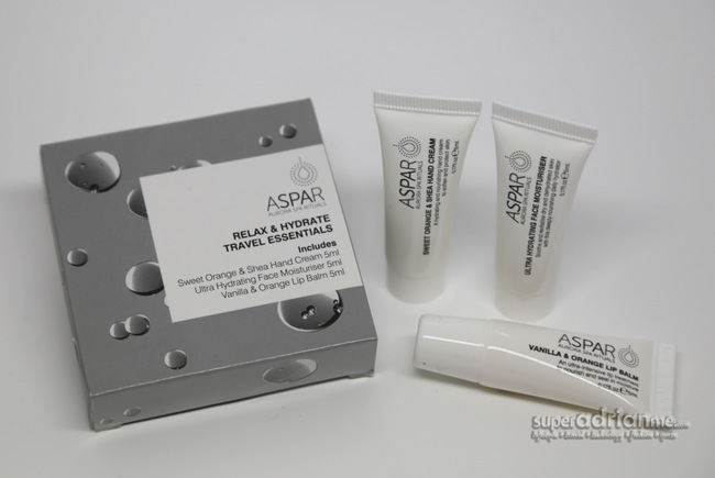 ASPAR products in Qantas Limited Edition OROTON Business Class Amenity Kit