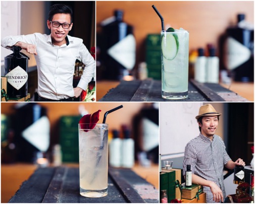 two new cocktails made using Hendrick’s Gin and the Quinetum; Steve Leong from Tess Bar & Kitchen with Goodbye Momo (top) and Jeremie Tan from Jekyll & Hyde with Cinchona Collins (bottom)