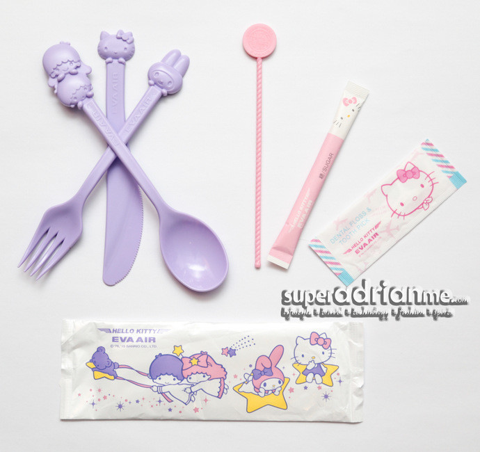 Hello Kitty cutlery sugar sticks and napkins
