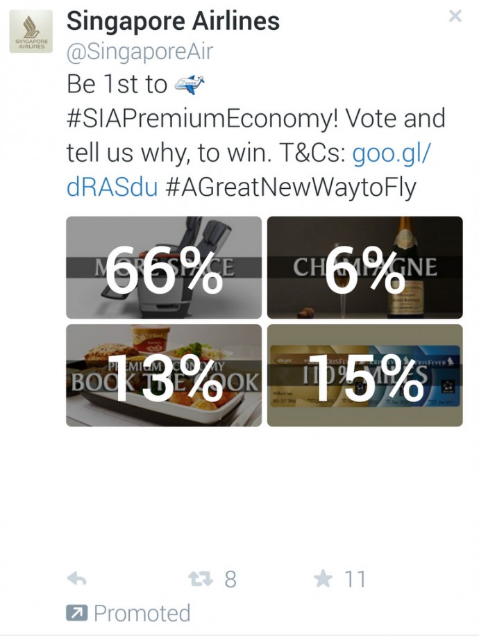 SIA Premium Economy First to Fly twitter contest.