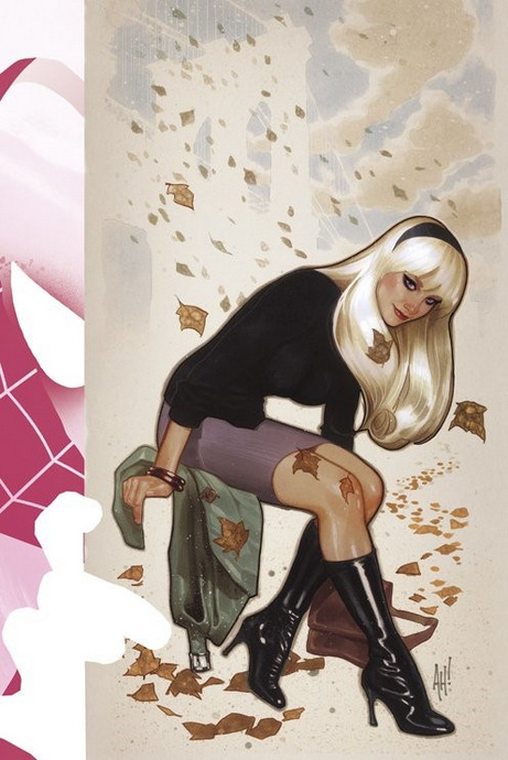 STGCC 2015 Variant cover to Spider-Gwen issue #1 by Adam Hughes. Credits: justsayah.com