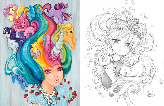 STGCC 2015 Camilla d’Errico brings a surreal touch to our favourite titles. Inspired by My little pony is the My Little Moonberry, and Sailormoon for her Moon Flower pencil work used in her recent colouring contest. Credits: camilladerrico.com