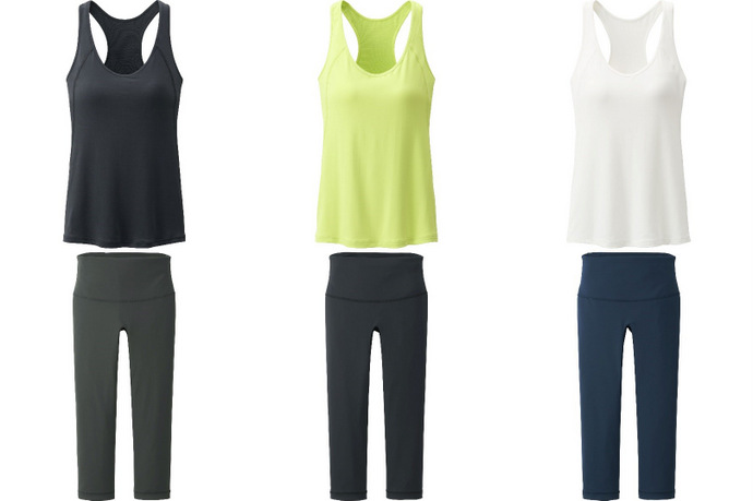 UNIQLO AIRism Racerback Bra Sleeveless Tops and Cropped Leggings