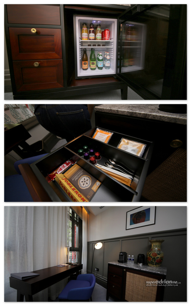 The Mini Bar and amenities in the Bedroom of The Club Suite at The Club.
