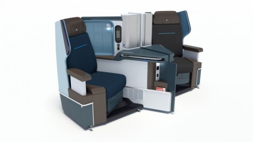 The new World Business Class seats in KLM's B787-9 Dreamliner aircraft.