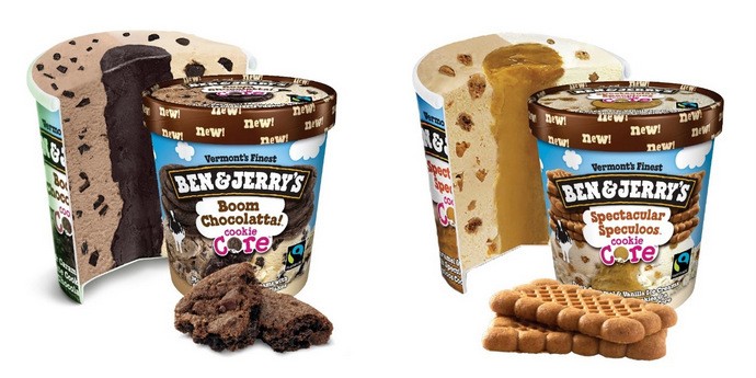 Ben & Jerry’s launches two new Cookie Core flavours, Boom Chocolatta! and Spectacular Speculoos.