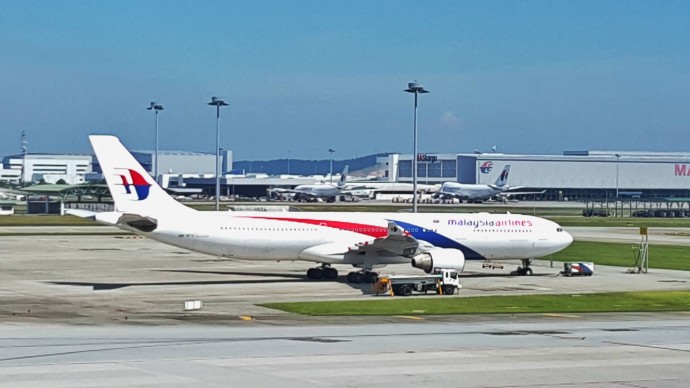 Malaysia Airlines aircraft parked at Kuala Lumpur International Airport