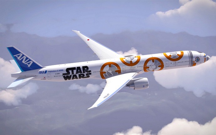 BB-8 ANA Jet Boeing 777-300 in the air