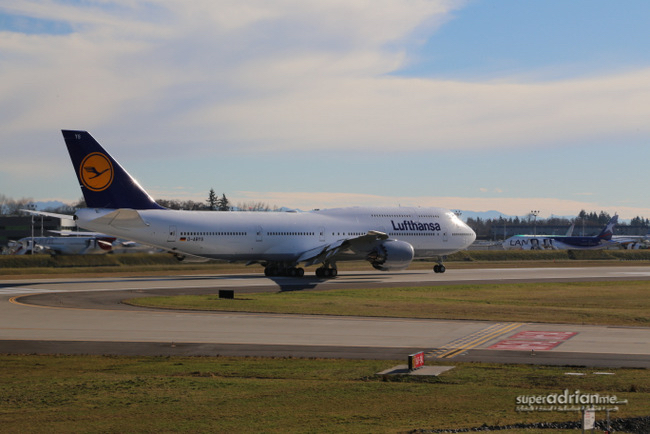 Lufthansa Boeing 747 aircraft in Seattle