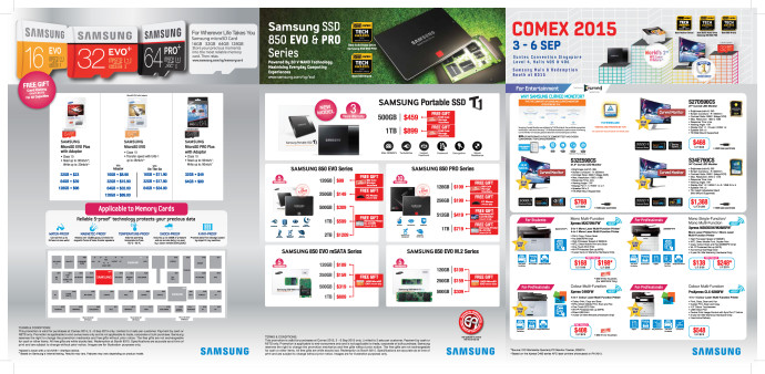 COMEX 2015 Samsung monitors, ssd, printers flyers