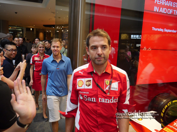 Sebastian Vettel at the Ferrari store in Marina Bay Sands 17 September 2015.