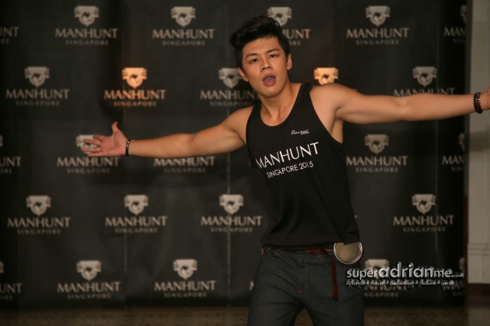 Manhunt Singapore 2015 - 22 year old Dennis Aw shows his dance moves.