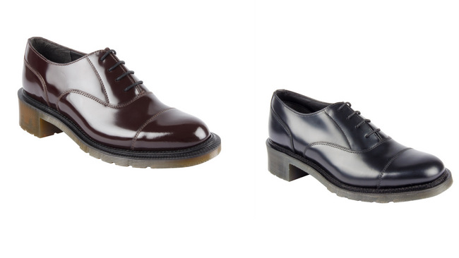 Adelaide Henrietta Oxford Shoe in Oxblood and Black Polished Smooth at S9 each.