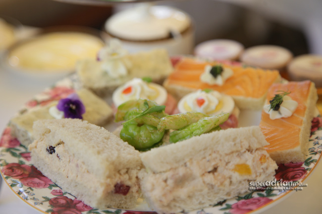 Savouries served at the Afternoon Tea in The Langham Huntington Resort and Spa, Pasadena, California.