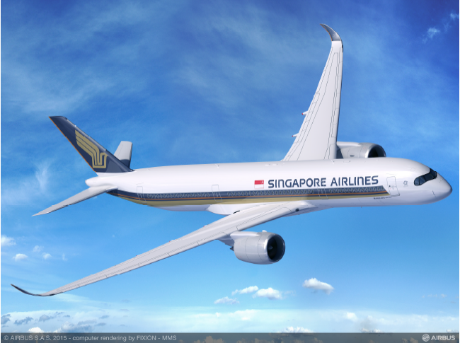 Computer-generated image of the A350-900ULR in Singapore Airlines’ livery.
