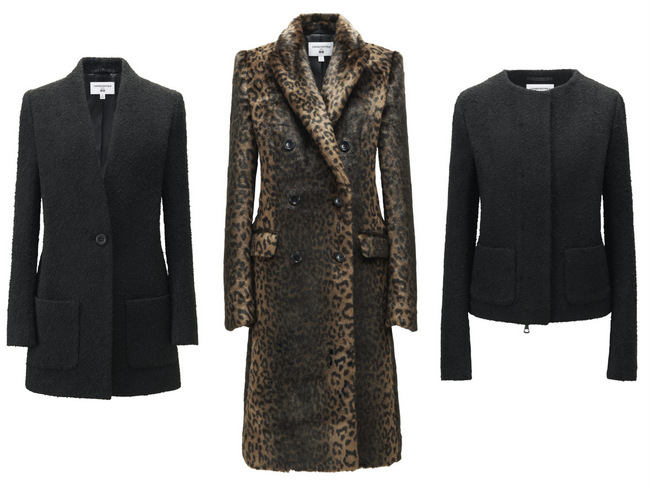 Soft Wool Blended Jacket (S9.90), Faux Fur Coat (S9.90) and Soft Wool Blended Collarless Jacket (S9.90).
