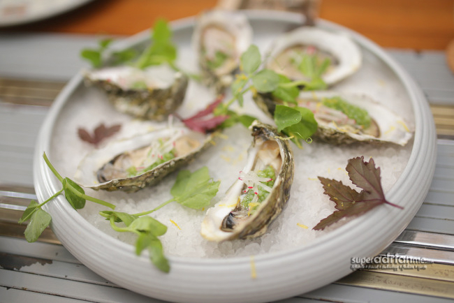 Open Farm Community -Oysters with Parsley and Chardonnay Vinegar Sago Pearls (S per dozen)