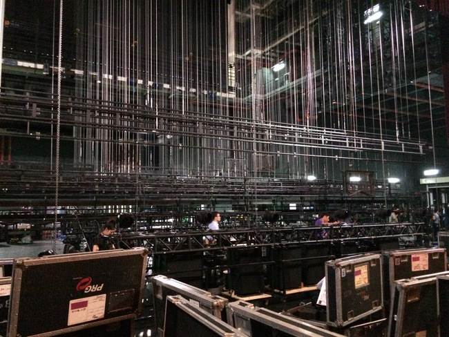 Back in Shenzhen, China where the crew was working hard to bring the set to life. Credits: Ghost The Musical Twitter.