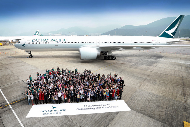 Guests in HKIA at the new Cathay Pacific new Livery unveil