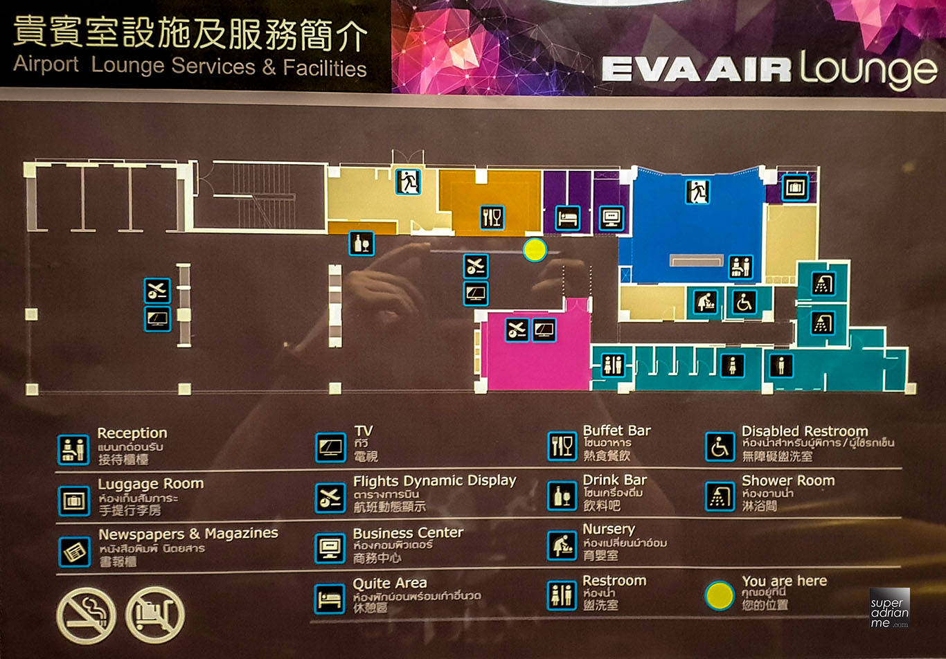 EVA AIr lounge map in Bangkok Suvarnabhumi 
