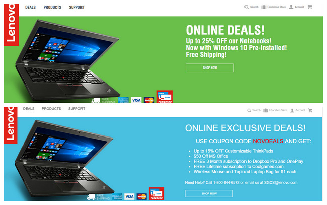 Lenovo Laptop Discounts for October 2015 and November 2015