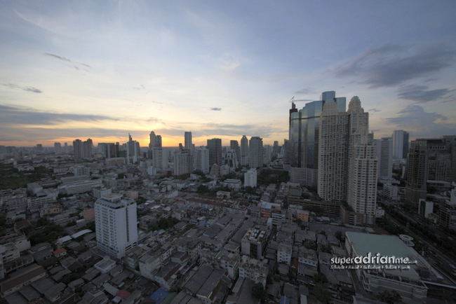 Bangkok sunset view from the 31st floor Kasara two-bedroom suite at Anantara Bangkok Sathorn