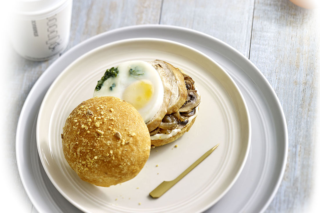 Starbucks Breakfast Combo - Grilled Chicken, Spinach Mushroom & Egg Sandwich