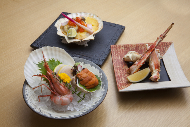 Sashimi and Grilled King Crab and Grilled Scallop.