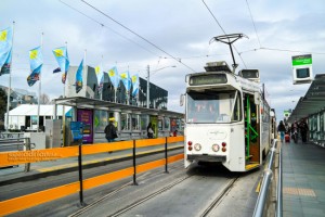 Melbourne City tram at Federation Square