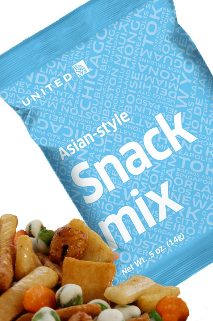 An Asian-style snack mix or a zesty-ranch mix are other complimentary snacks United Economy customers will enjoy on flights within North America and on service to and from Central America and between Honolulu and Guam, beginning in February 2016.