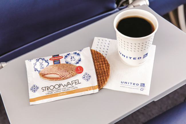 Beginning in February 2016, United Economy customers will receive complimentary stroopwafel breakfast snacks on flights within North America and on service to and from Central America and between Honolulu and Guam. (©Terry Halsey)