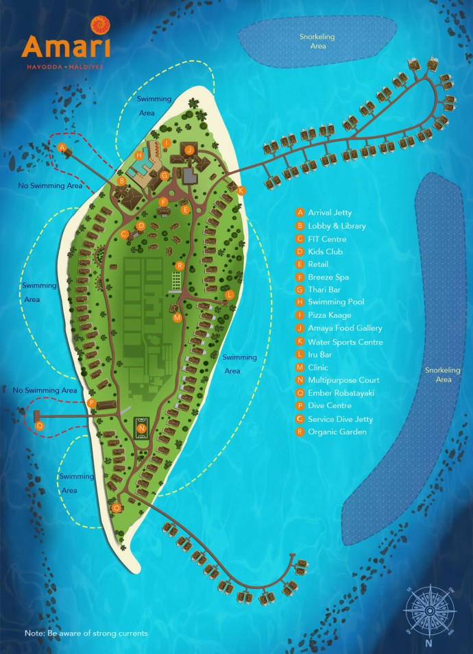 Amari Havodda Maldives Resort Map (Source: Amari Hotels)