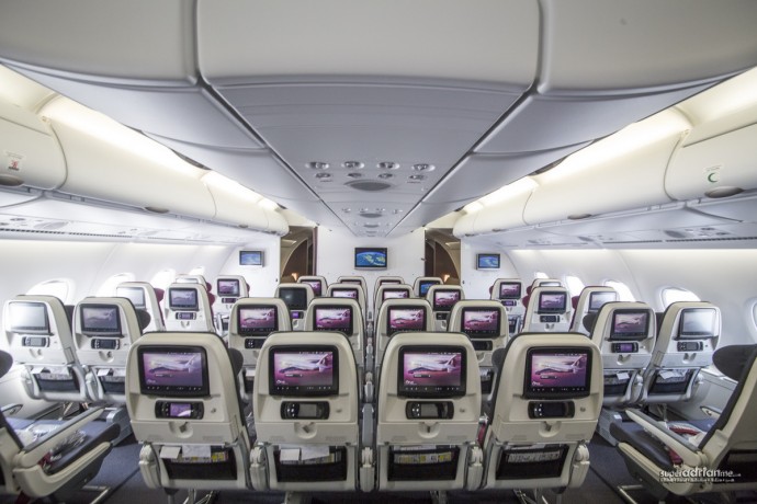 Qatar Airways A380 Economy Class in the upper deck