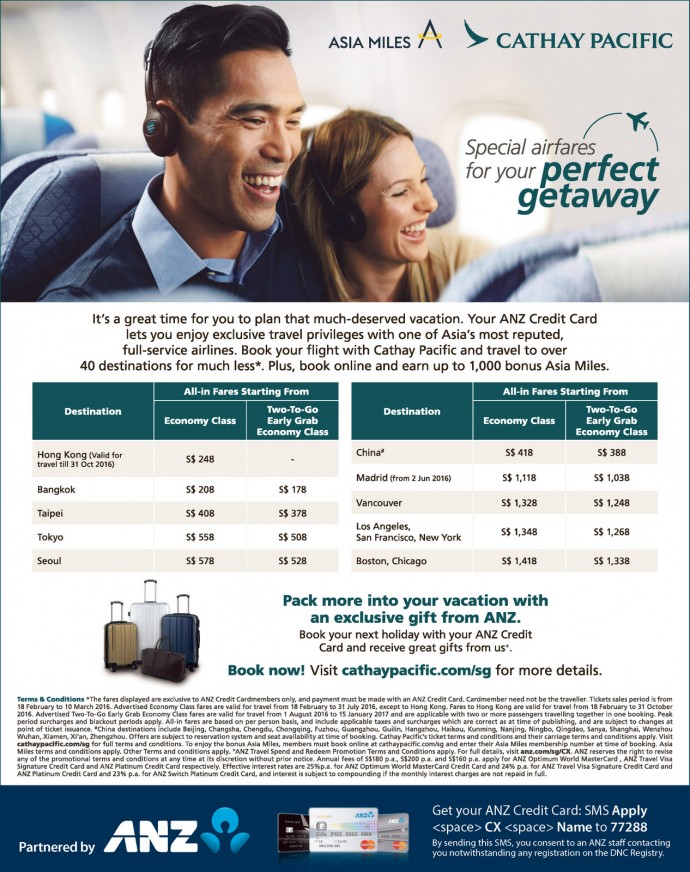 Cathay Pacific ANZ Offers 