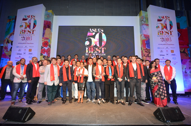 Chefs and restaurateurs celebrate at Asia's 50 Best Restaurants 2016 awards ceremony, sponsored by S.Pellegrino & Acqua Panna