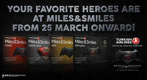 Turkish Airlines Miles and Smiles Batman v Superman: Dawn of Justice special collector's card