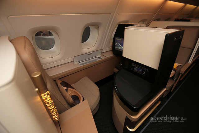 Etihad Airways Business Class Studio with a window view on board A380
