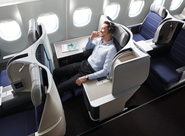 Malaysia Airline's new Airbus A330 business class seats. 