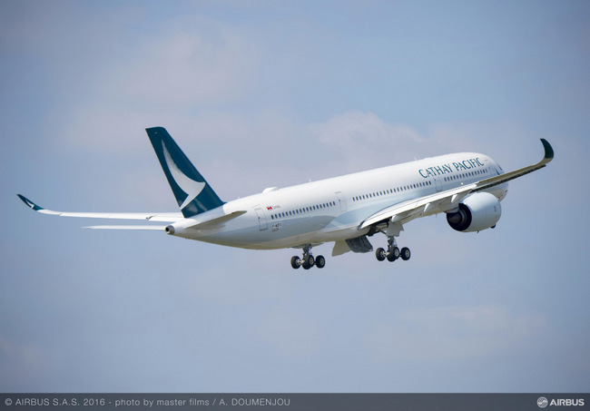 The first A350-900 for Cathay Pacific Airways completed its maiden flight, taking off from Toulouse-Blagnac Airport in France on 24 March 2016 