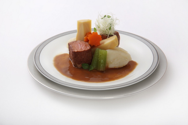 Singapore Airlines Deliciously Wholesome Dishes - Sousvide Miso Simmered Beef Yamato-style with Nimono Vegetables and Potato - By ICP Chef Yoshiro Murata