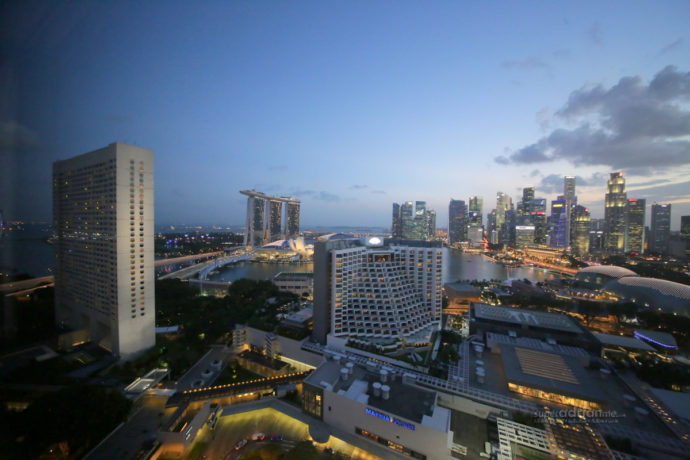 Singapore Night Skyline - Ritz Carlton Singapore, Mandarin Oriental and Marina Bay Sands and CBD