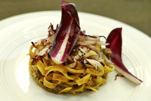 Handmade Fettuccine with Venison Ragout and Radicchio Tardivo from Veneto region (S)