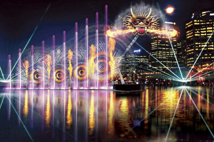 Laser-Dragon Water-Theatre - artist impression by The Pulse (Destination New South Wales photo)