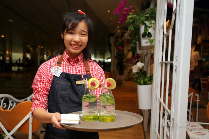 Server at Hello Kitty Orchid Garden Cafe