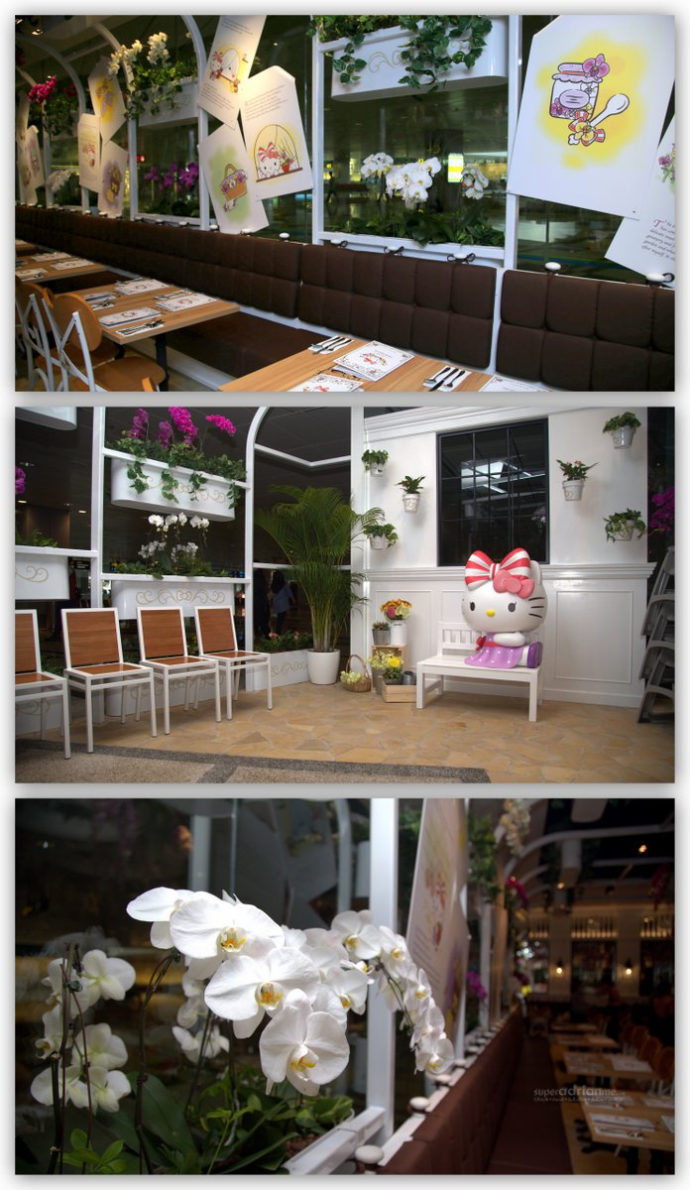 Dine at the Hello Kitty Orchid Garden while waiting for friends and family to arrive back in Singapore.