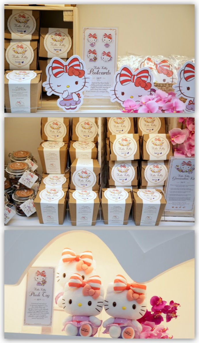 Merchandising at Hello Kitty Orchid Garden Cafe