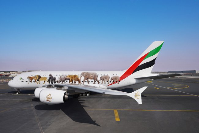 Emirates’ United for Wildlife A380s take its message against the illegal wildlife trade to the skies, traversing over 4.2 million kilometres across 5 continents in the past 6 months. (EMIRATES photo)