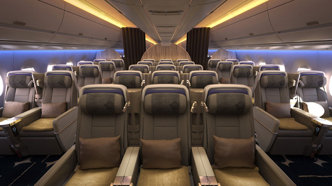 Premium Economy cabin in China Airlines A350 in a 2-3-2 configuration