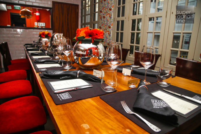 Christofle Silverware and a intimate dinner setting at Casa Tartufo at The Scarlet Singapore