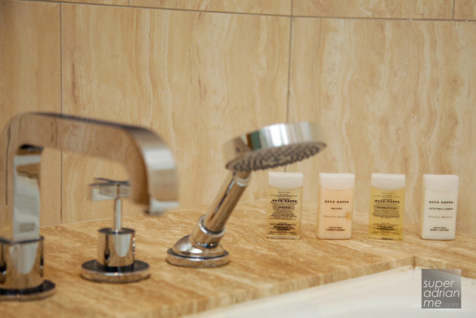 Acca Kappa toiletries are supplied in the Grand Harbour View Rooms and Deluxe Olympian Rooms